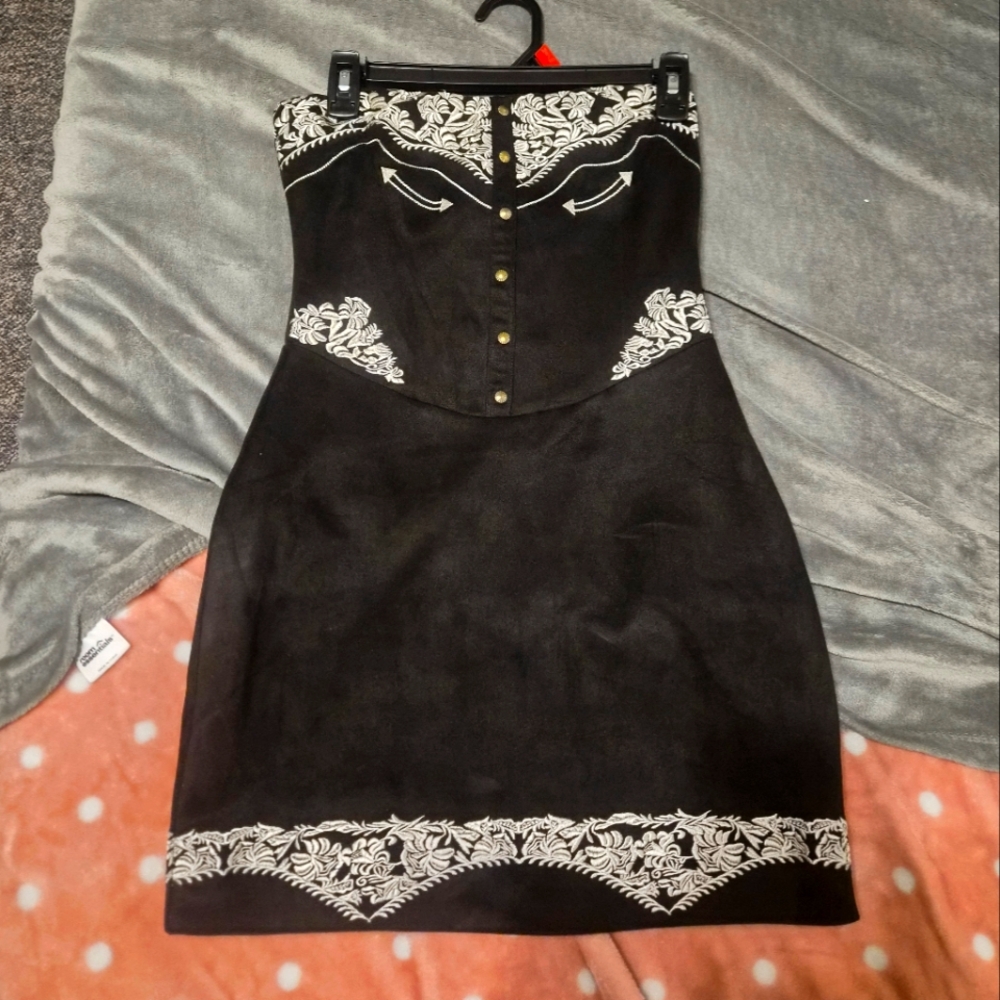 Elegant Black and White Embroidered Dress